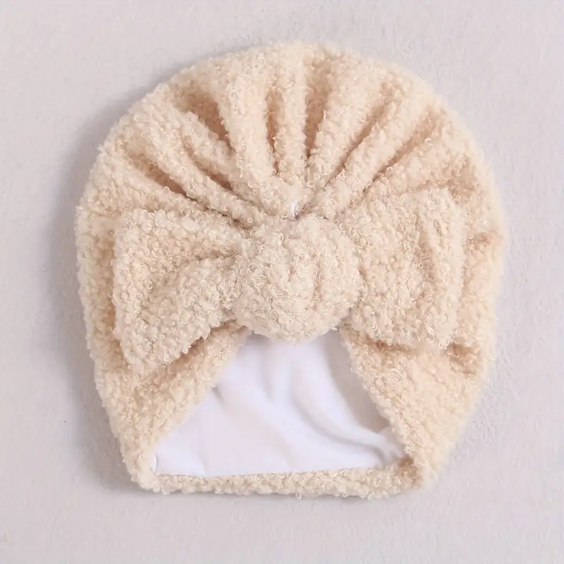 Imported 1 Pc Baby Kids Warm Winter Baby Turban Cap Knitted Hat 3D Bow Children Woolen Hat for 0-3 Years