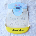 Imported Baby Cute Soft Silicon Waterproof Bib With Food Catcher Bowl Adjustable Buttons for 0-3 Years