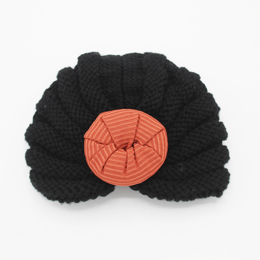 Imported 1 Pc Baby Kids Warm Winter Baby Turban Cap Knitted Hat One Colored Bow 3D Children Woolen Hat for 0-3 Years