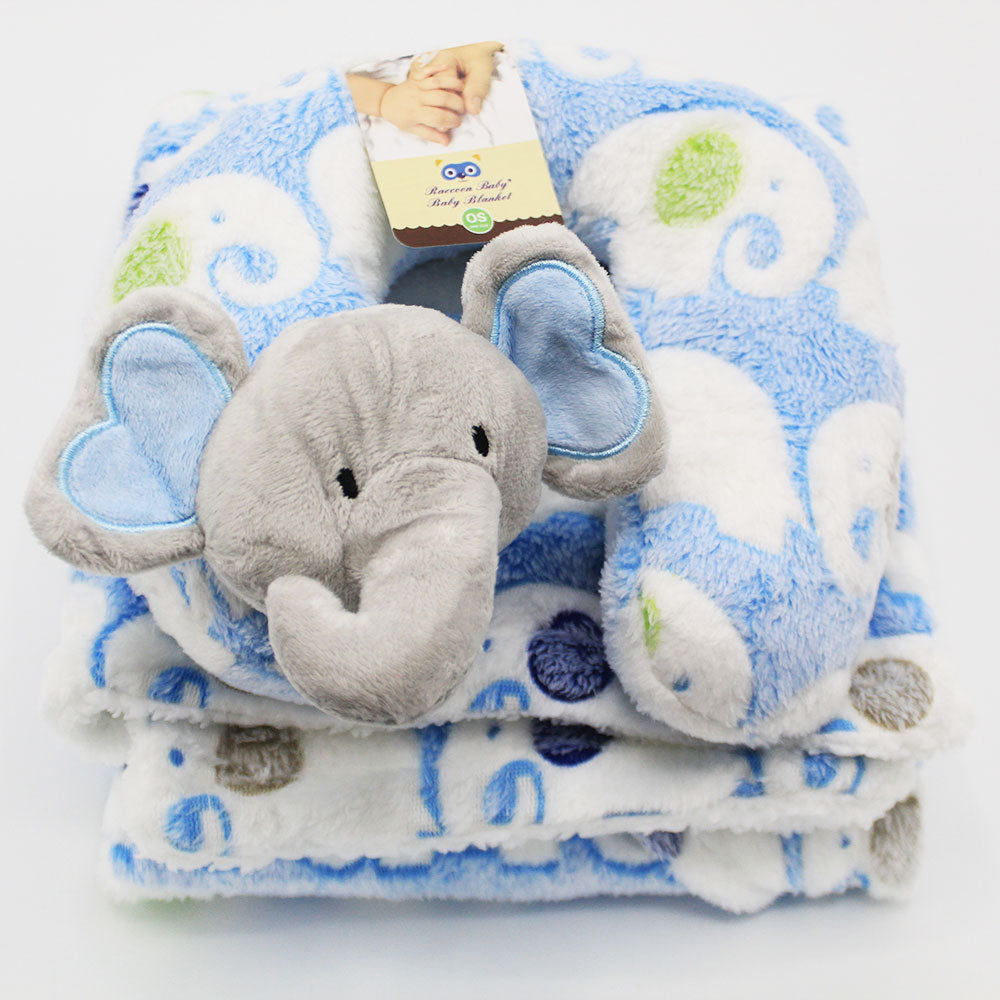 Imported Baby Fur Fleece Blanket and 3D Character Neck Support Pillow