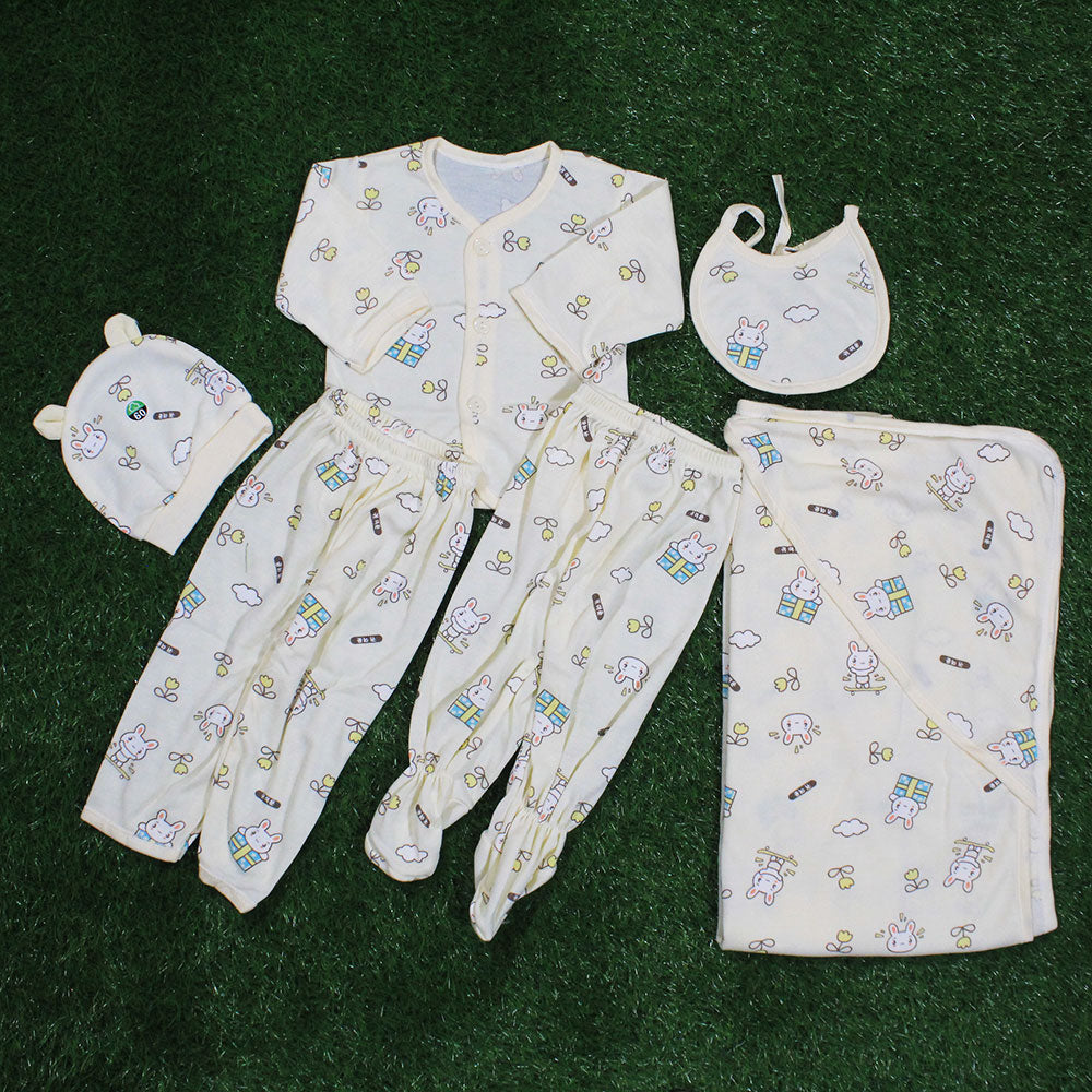 Imported Newborn Baby 6 Pcs Full Sleeves Starter Set with Wrapping Sheet for 0-3 Months
