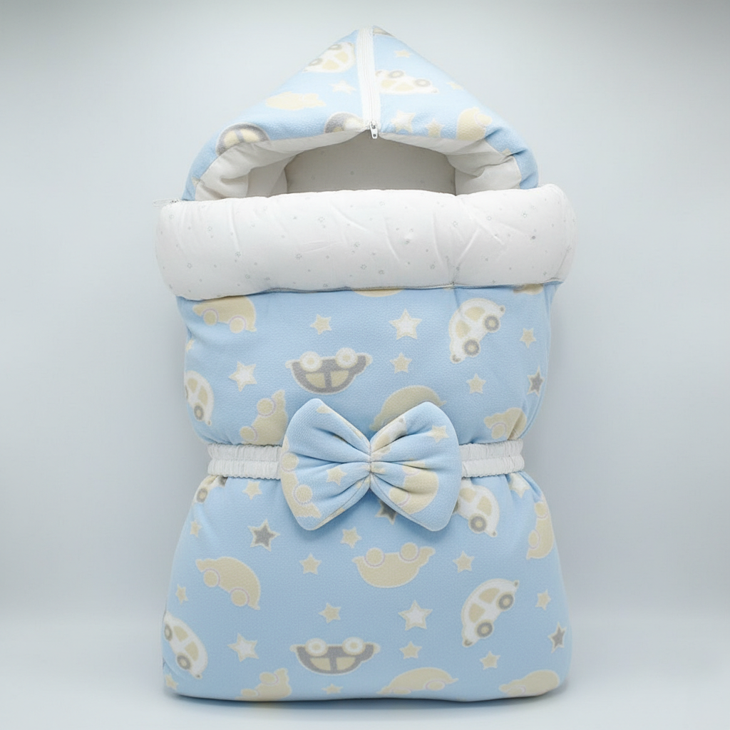 Newborn Baby Velvet Hooded Baby Carry Nest with Bow Band