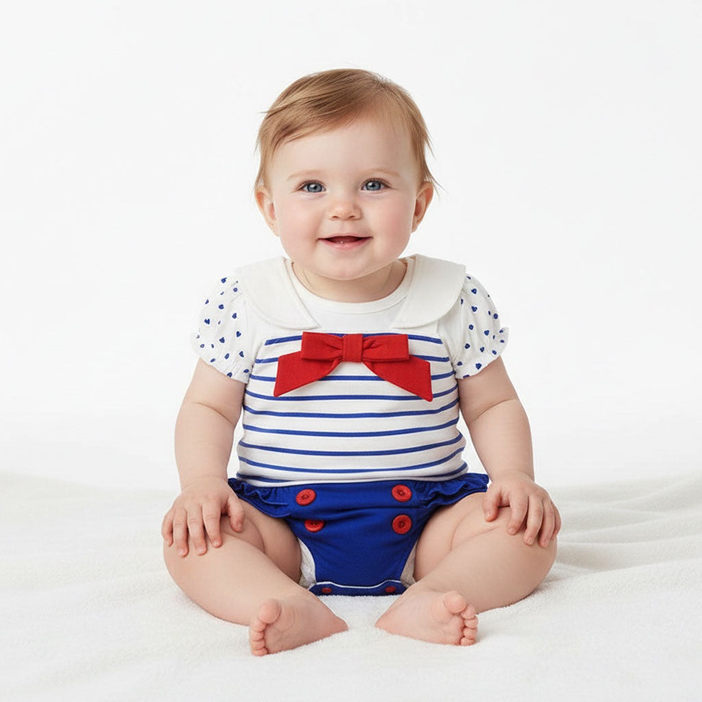 Baby Girl Cute Fancy Bowtie Dungaree Body Romper Dress Onesie for 0-12 Months