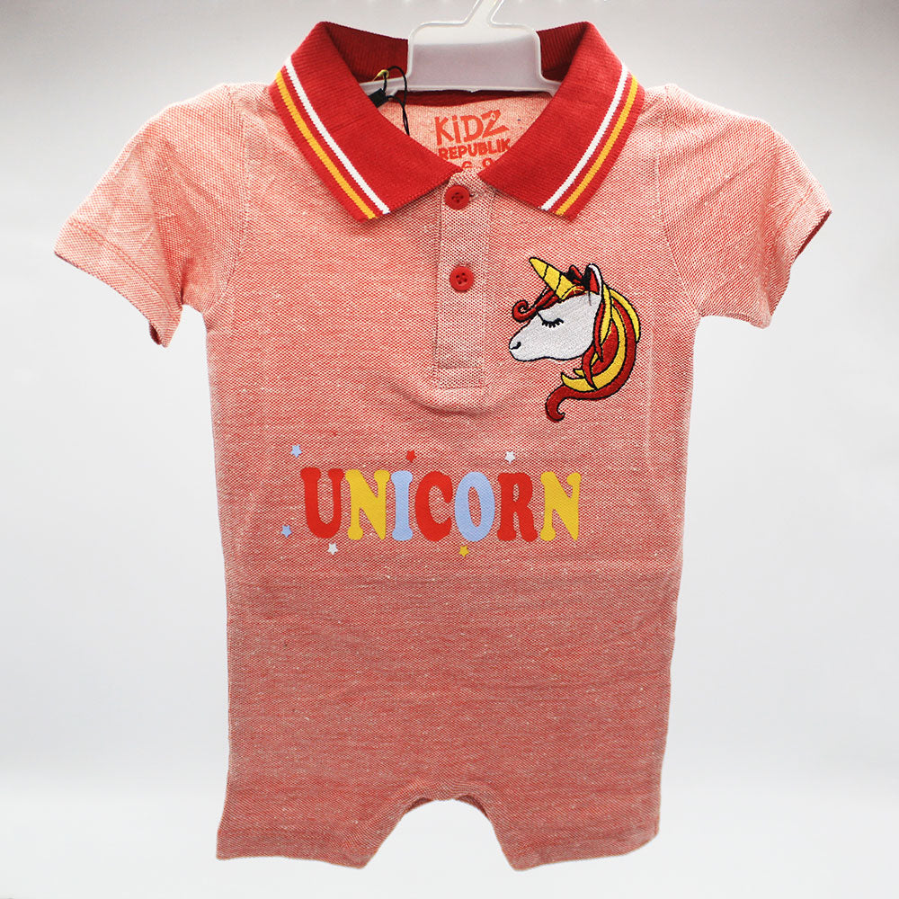Baby Polo Unicorn Embroidered Half Sleeve Romper Bodysuit for 0-9 months