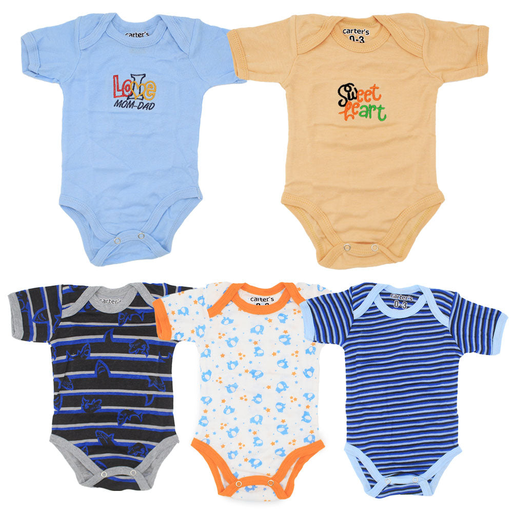 Imported Set of 5 Summer Bodysuit Half Sleeves Onesie Romper for 0-23 Months