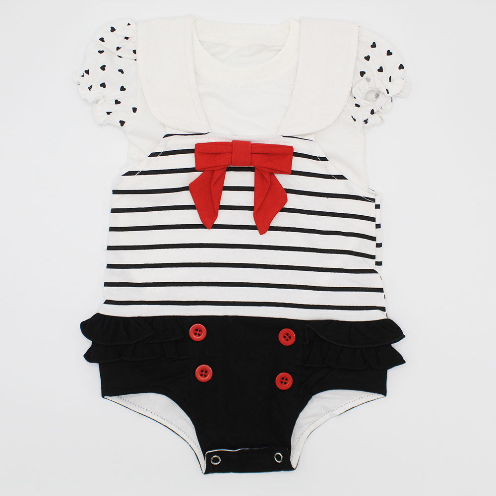 Baby Girl Cute Fancy Bowtie Dungaree Body Romper Dress Onesie for 0-12 Months