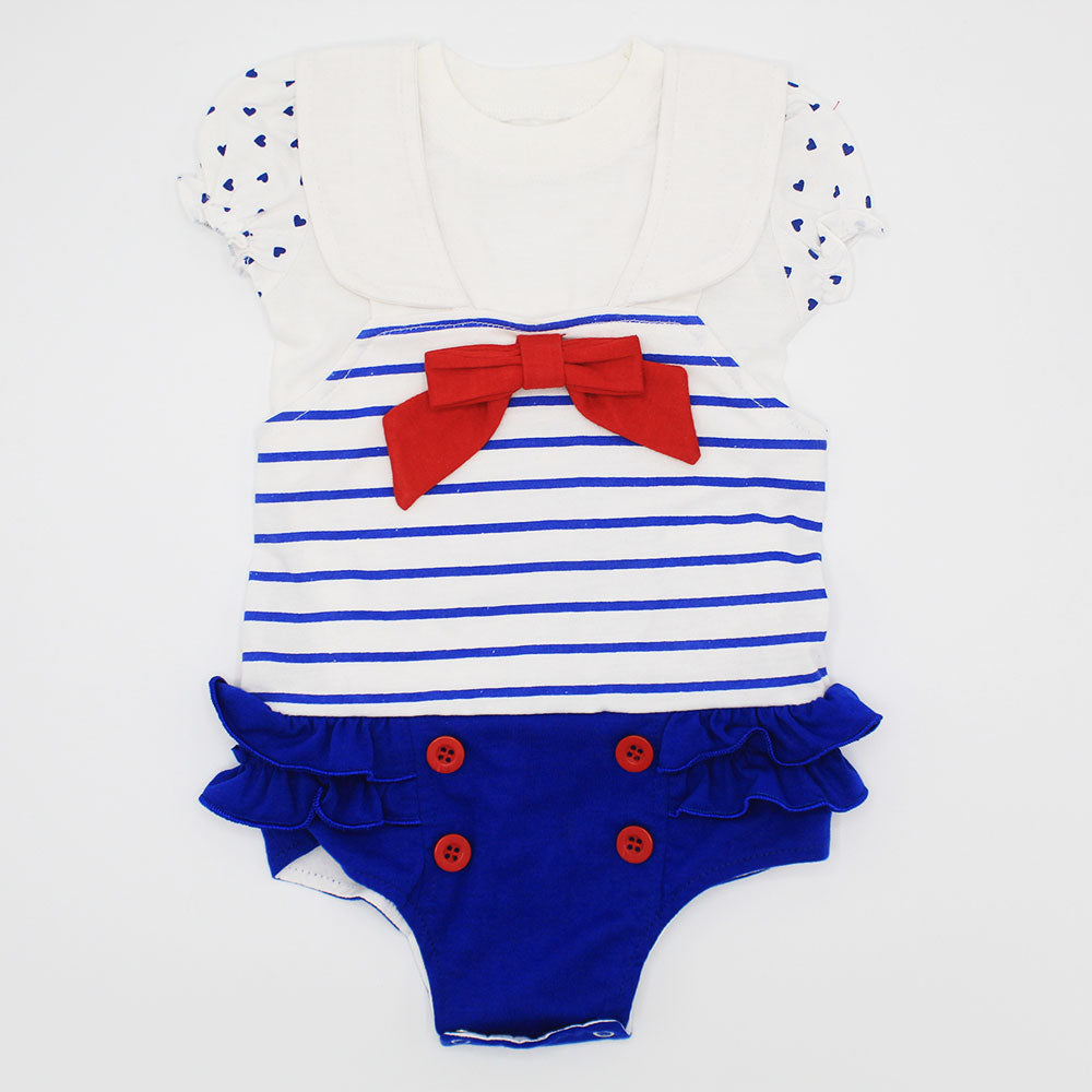Baby Girl Cute Fancy Bowtie Dungaree Body Romper Dress Onesie for 0-12 Months