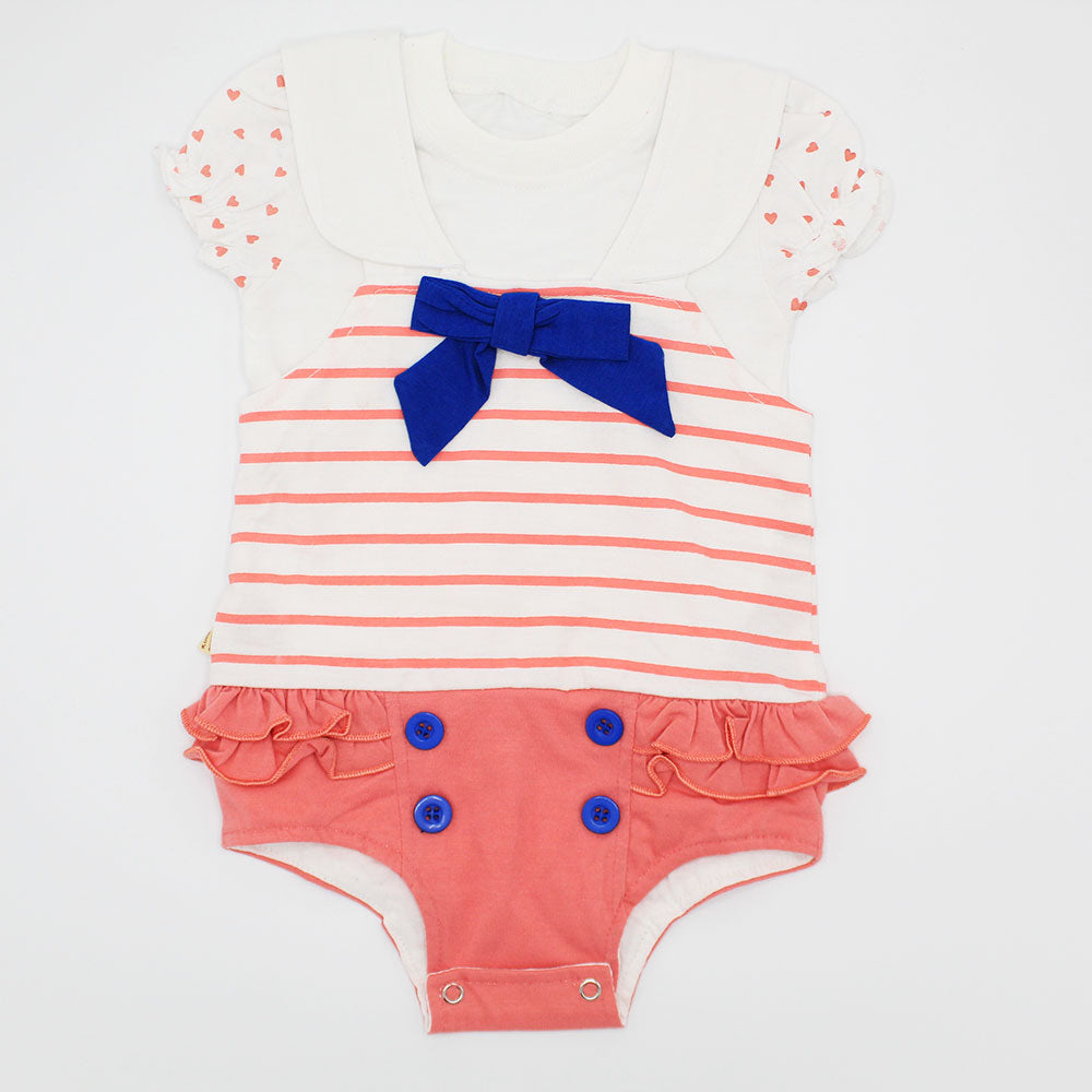 Baby Girl Cute Fancy Bowtie Dungaree Body Romper Dress Onesie for 0-12 Months