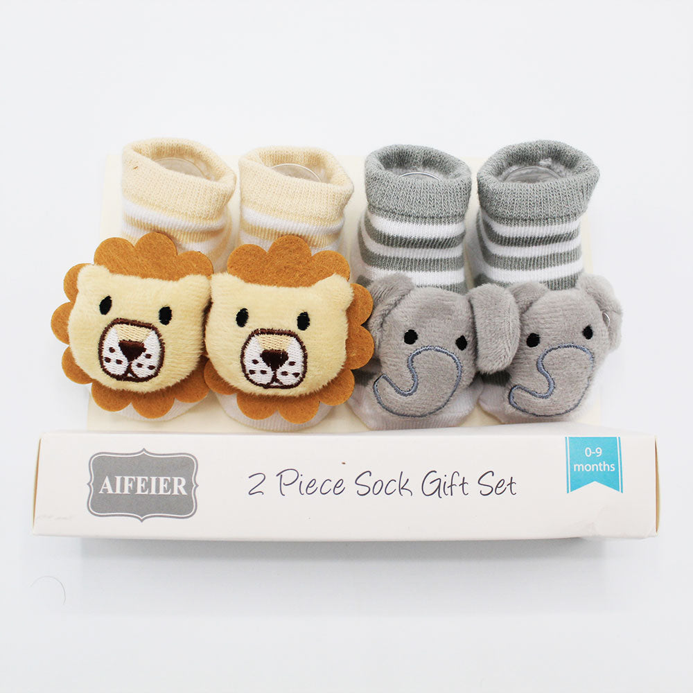 Imported Pack of 2 Pair Baby 3D Character Booties Socks for 0-9 Months
