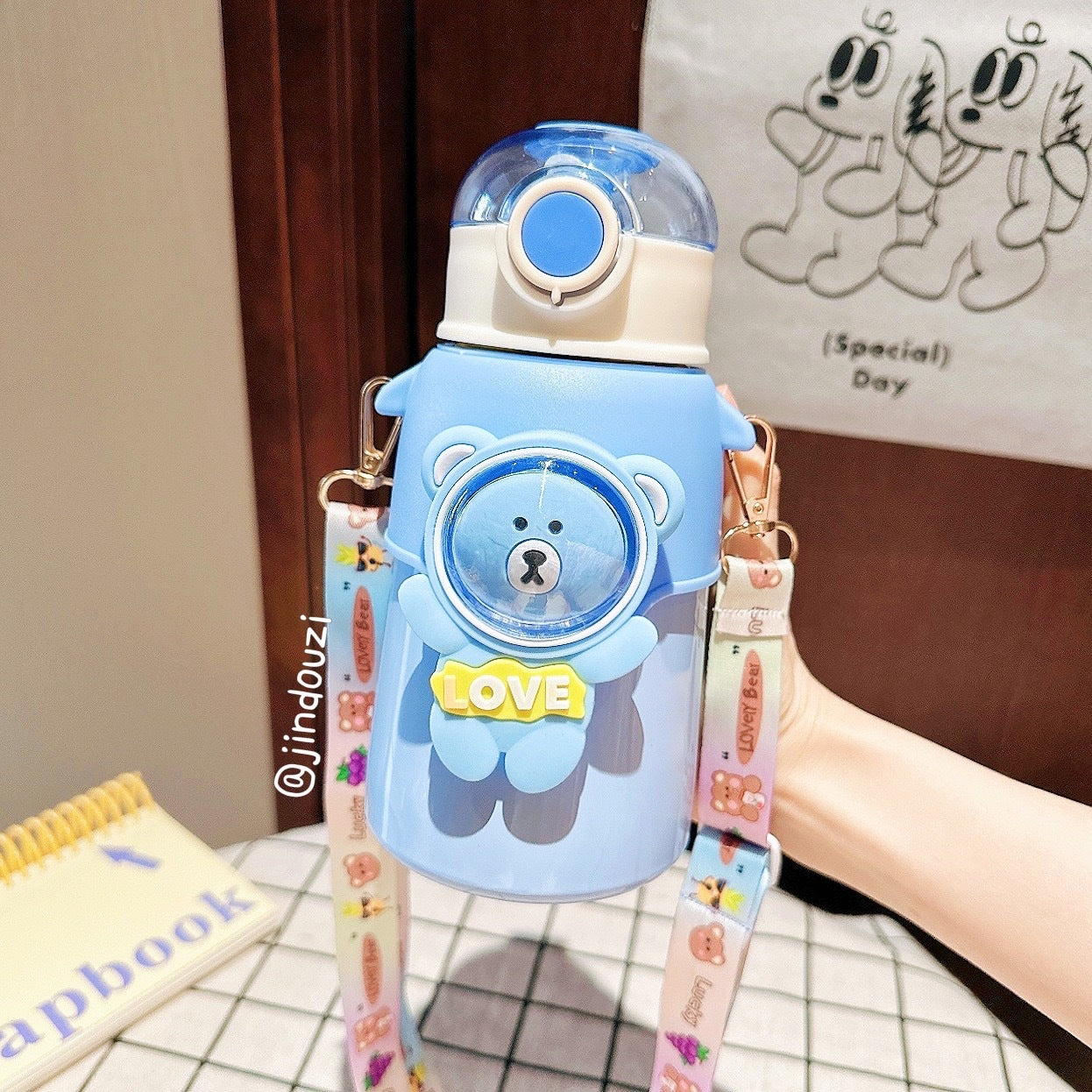 Imported 3D Bear Stainless Steel Kids Thermos Cup Sipper Bottle 500ml