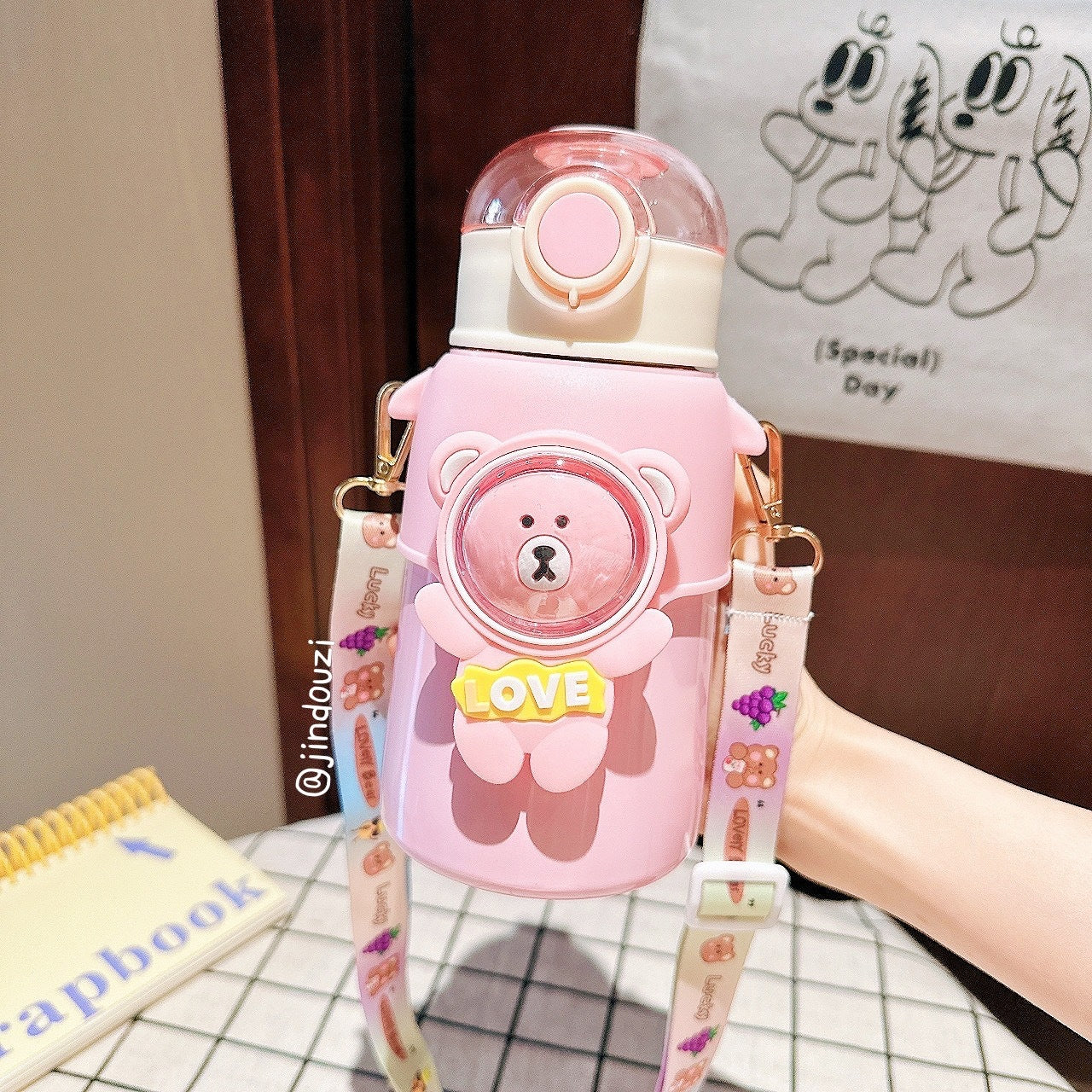 Imported 3D Bear Stainless Steel Kids Thermos Cup Sipper Bottle 500ml