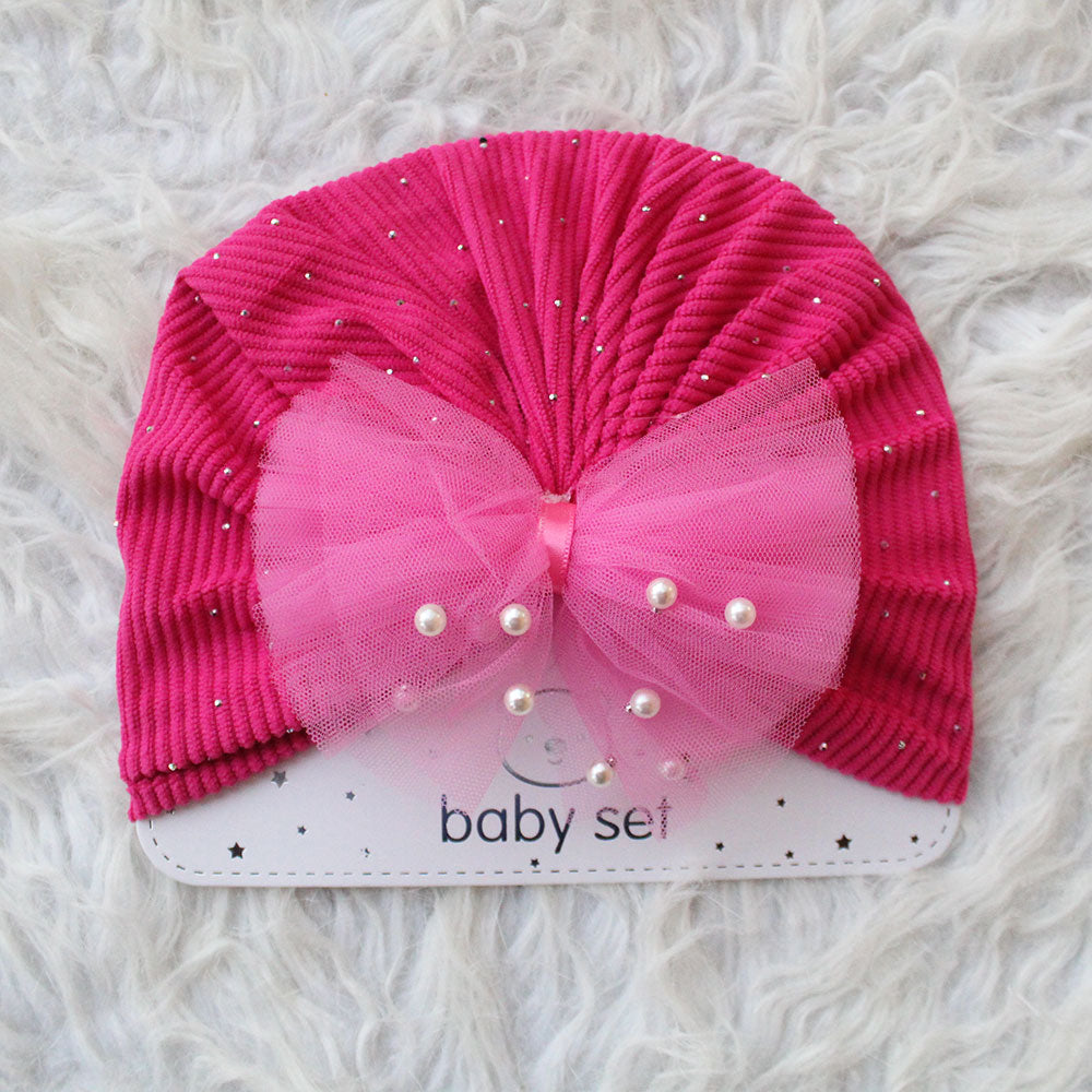 Imported 1 Pc Baby Kids Baby Summer Turban Cap Mix Colored Bow Pearls 3D Children Hat for 0-2 Years