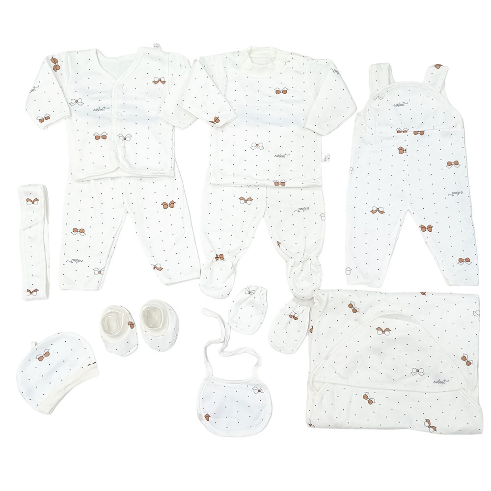 Imported Newborn Cute Bear Baby Set 11 Pcs Full Sleeves Winter Starter Set for 0-6 Months