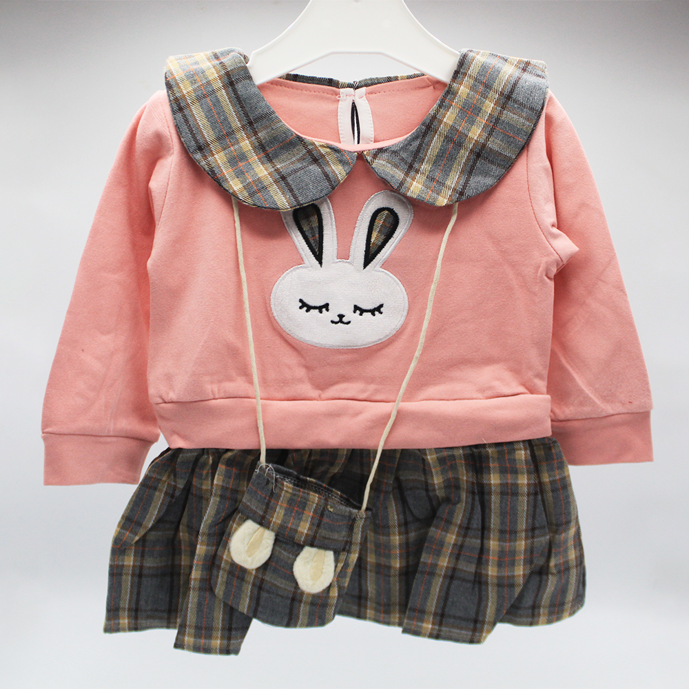 Imported 3D Bunny Winter Baby Girl Long Sleeve Shirt Frock for 9 Months - 3 Years