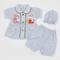 Baby Girl Cute Bunny Half Sleeves Dress with Frill Cap for 0-3 Months