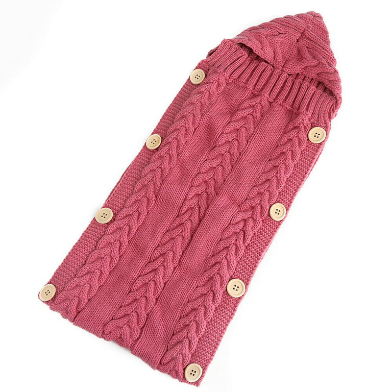 Imported Baby Winter Warm Knit Plush Sleeping Bag With Hood Swaddle Wrap for 0-6 Months