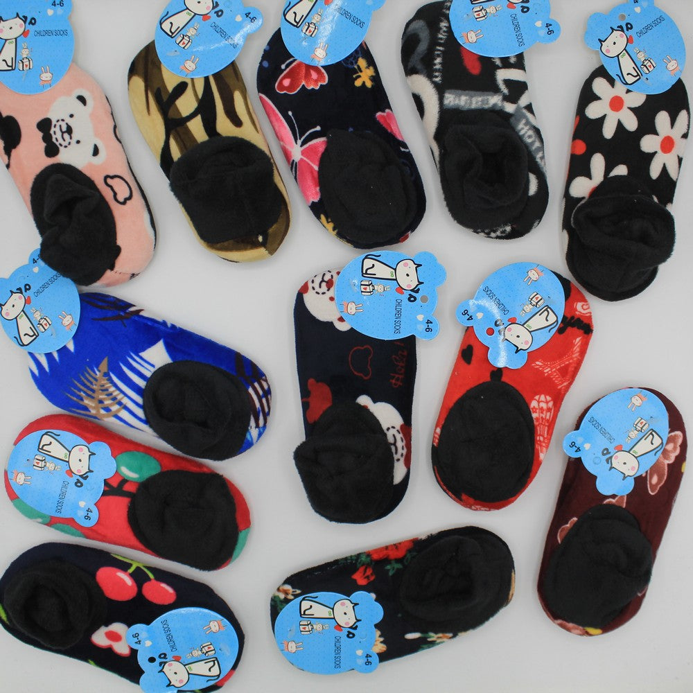 Imported Winter Warm Fuzzy Velvet Loafers Socks for 6-8 Years