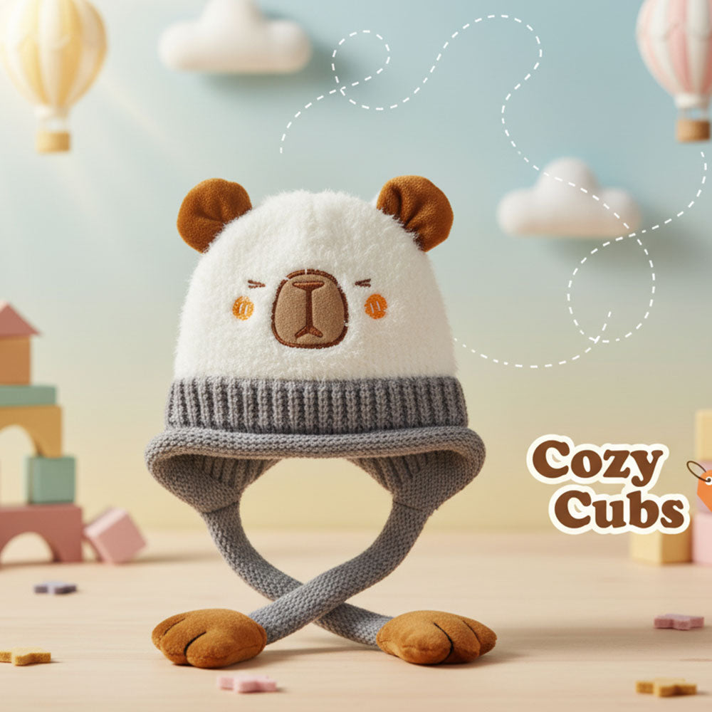 Imported Baby 3D Cute Character Bear Cap | Soft Woolen Hat for 0–3 Years