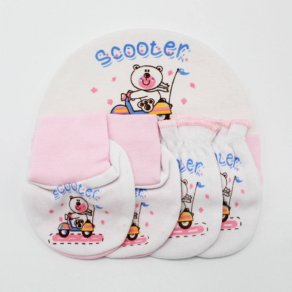 Cute Baby 3 Pcs Cap Set with Booties and Mittens