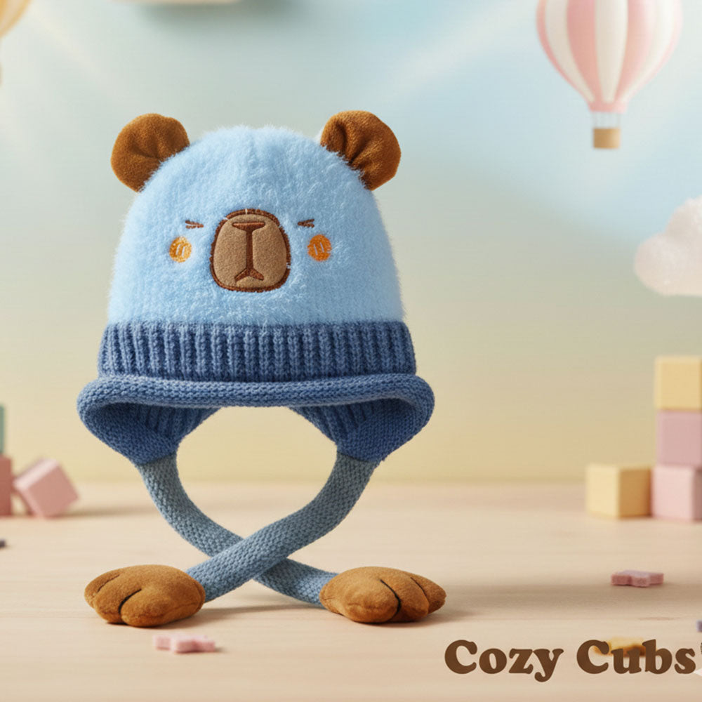 Imported Baby 3D Cute Character Bear Cap | Soft Woolen Hat for 0–3 Years
