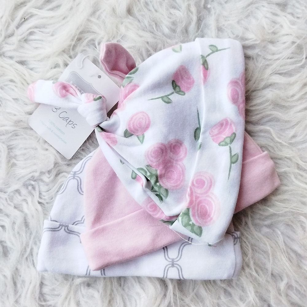 Imported Baby Pack of 3 Knot Cute Caps for 0-6 Months