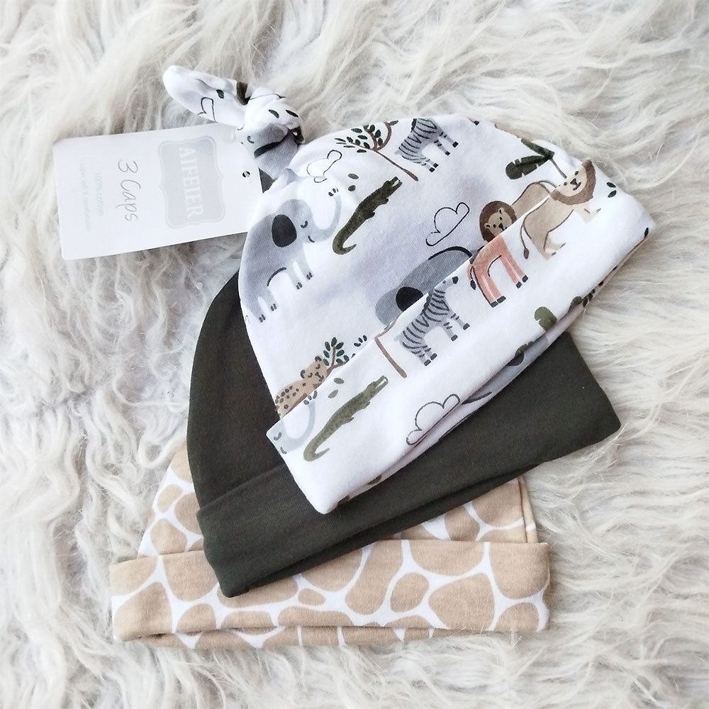 Imported Baby Pack of 3 Knot Cute Caps for 0-6 Months