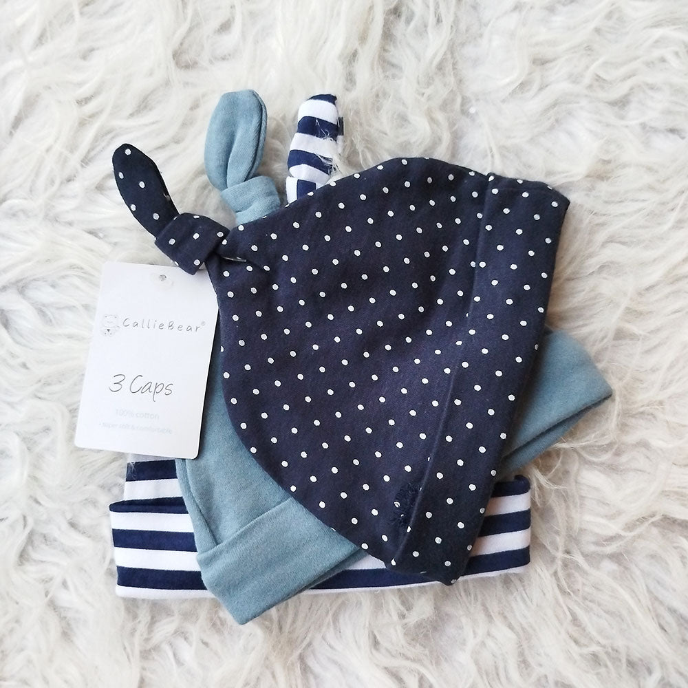 Imported Baby Pack of 3 Knot Cute Caps for 0-6 Months