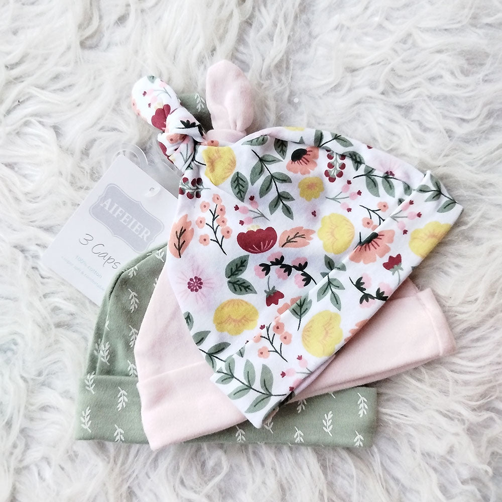 Imported Baby Pack of 3 Knot Cute Caps for 0-6 Months