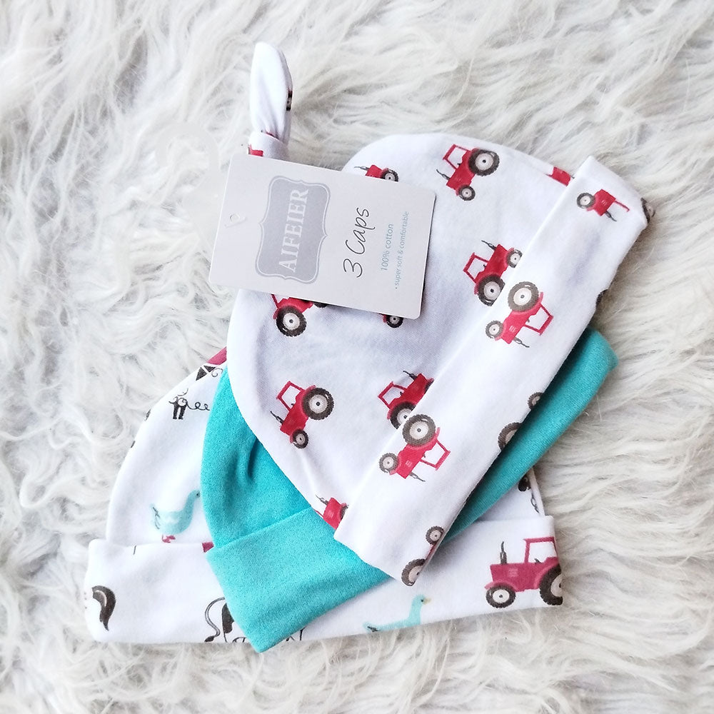 Imported Baby Pack of 3 Knot Cute Caps for 0-6 Months