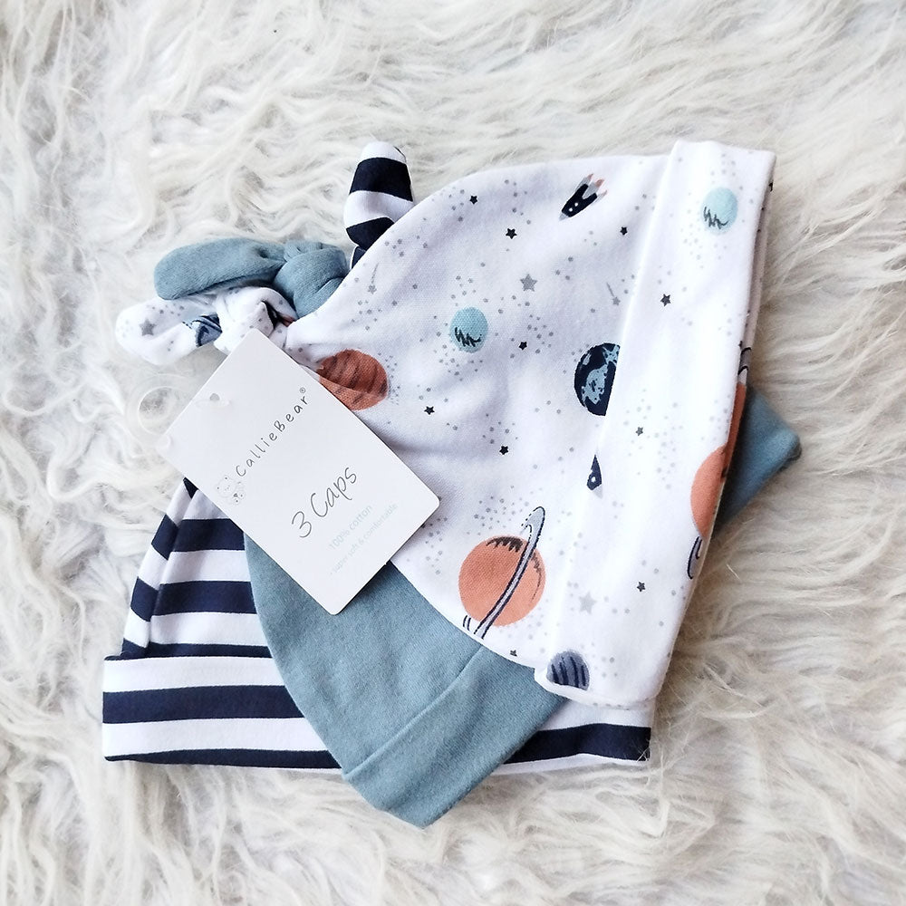 Imported Baby Pack of 3 Knot Cute Caps for 0-6 Months