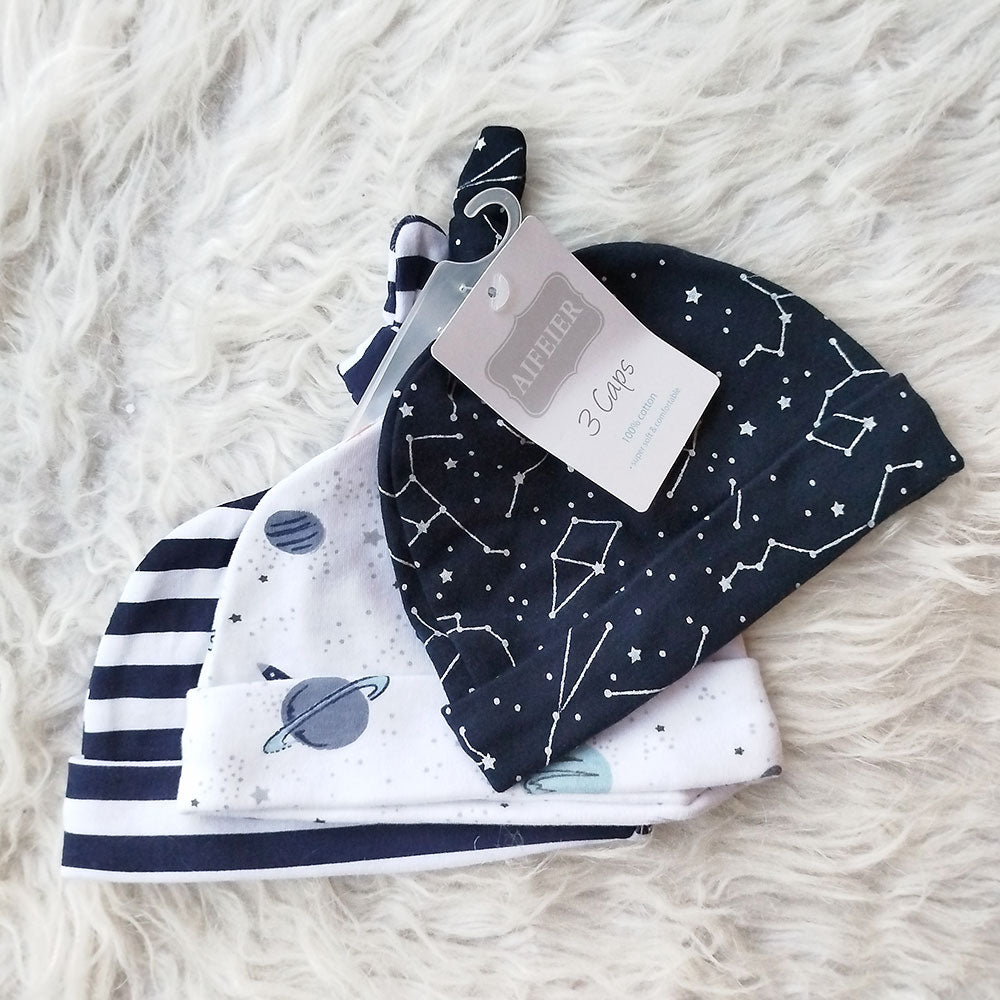 Imported Baby Pack of 3 Knot Cute Caps for 0-6 Months