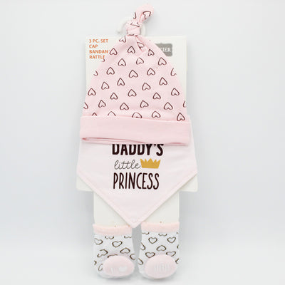 Imported 3 Pcs Baby Knot Cap Bib and Socks Set for 0-6 Months