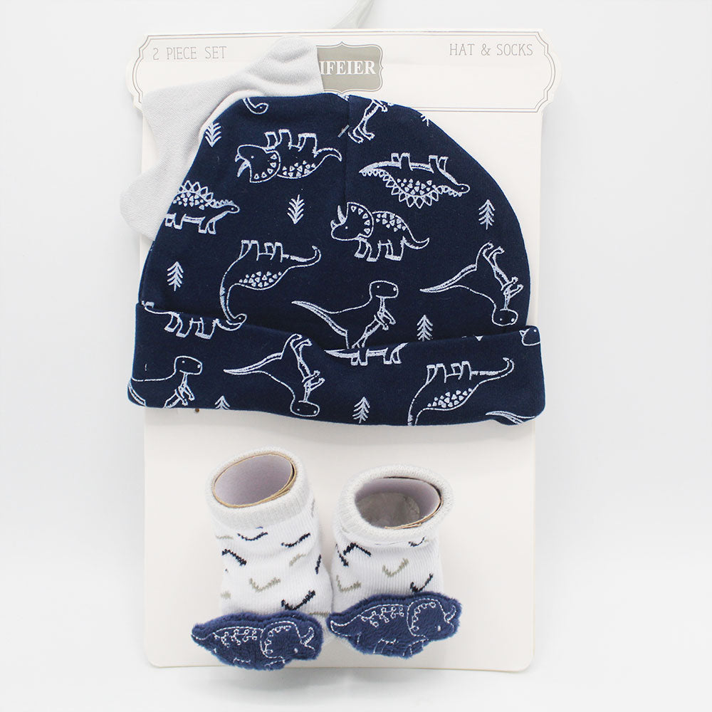 Imported 2 Pcs Cute Character Baby Cap and Shoes Set for 0-6 Months