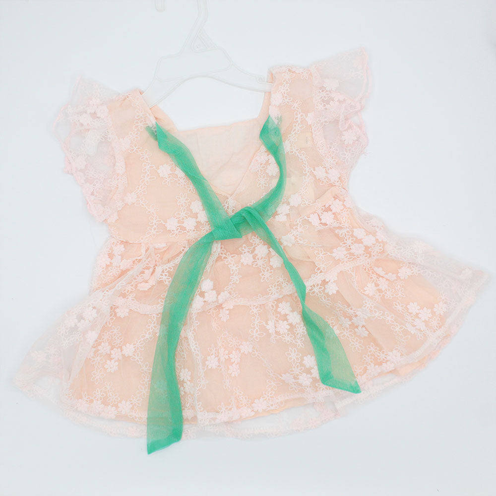 Imported Girls Cute Cotton Chicken Short Sleeves Frock Shirt for 12 Months - 5 Years