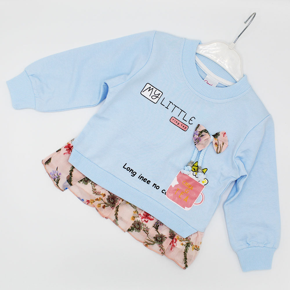 Baby Girl Cool Cat Long Sleeve Pullover Frilly Frock Sweatshirt Frock for 9 Months - 3.5 Years