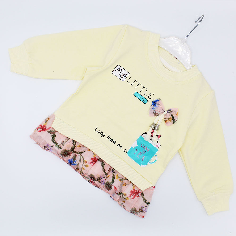 Baby Girl Cool Cat Long Sleeve Pullover Frilly Frock Sweatshirt Frock for 9 Months - 3.5 Years