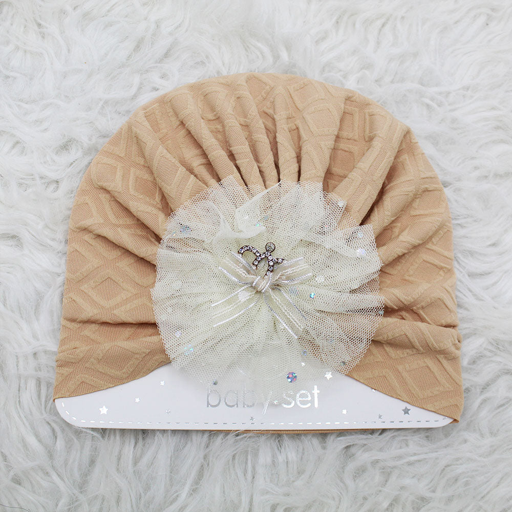 Imported 1 Pc Baby Kids Baby Summer Turban Cap Mix Colored Flower Crown Bow 3D Children Hat for 0-2 Years