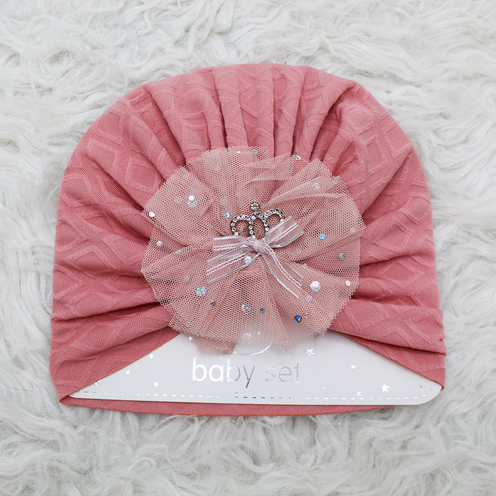 Imported 1 Pc Baby Kids Baby Summer Turban Cap Mix Colored Flower Crown Bow 3D Children Hat for 0-2 Years