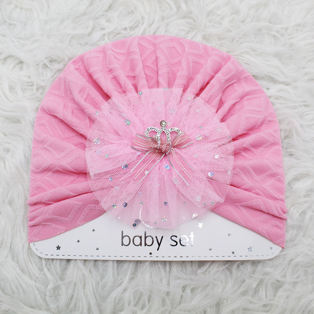 Imported 1 Pc Baby Kids Baby Summer Turban Cap Mix Colored Flower Crown Bow 3D Children Hat for 0-2 Years