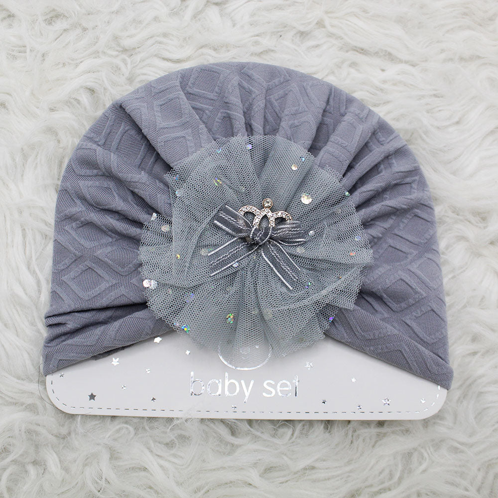 Imported 1 Pc Baby Kids Baby Summer Turban Cap Mix Colored Flower Crown Bow 3D Children Hat for 0-2 Years