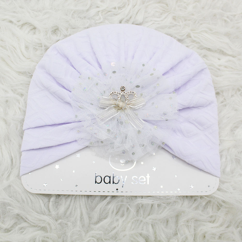 Imported 1 Pc Baby Kids Baby Summer Turban Cap Mix Colored Flower Crown Bow 3D Children Hat for 0-2 Years