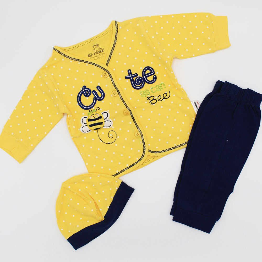 Newborn Baby Cute as Bee Full Sleeves Dress for 0-3 Months