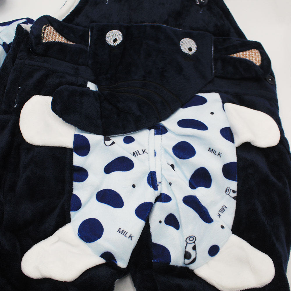 Baby Kids Imported Winter Velvet 3D Elephant Milk Character Hooded Dungaree Romper for 6 Months - 2.5 Years