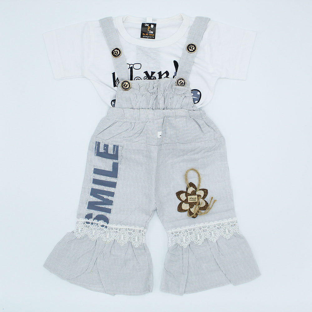 Baby Girl Dungaree Half Sleeves Romper with for 3-9 months