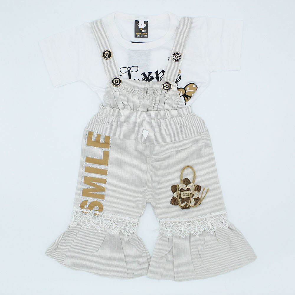 Baby Girl Dungaree Half Sleeves Romper with for 3-9 months