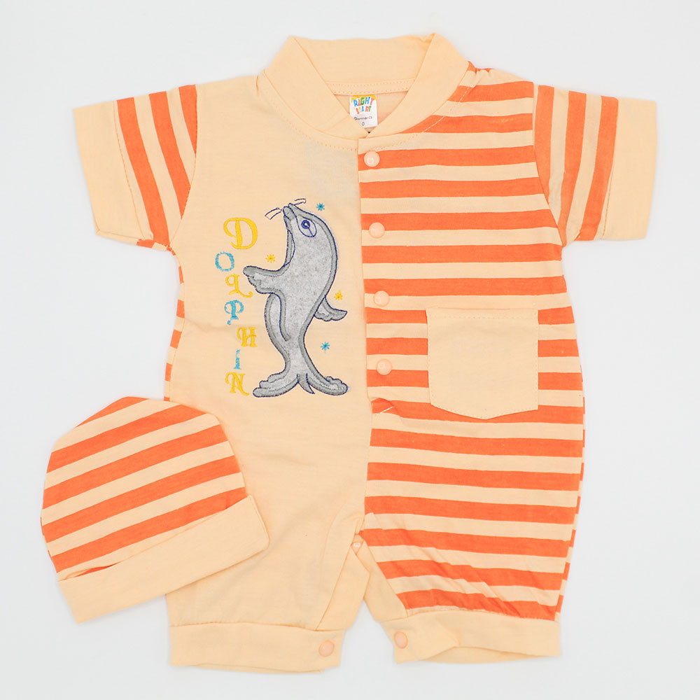 Newborn Baby Cute Dolphin Romper with Cap for 0-3 months