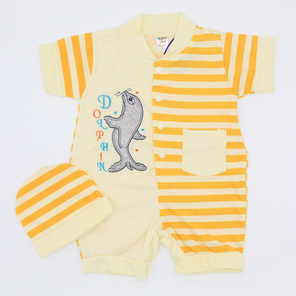 Newborn Baby Cute Dolphin Romper with Cap for 0-3 months