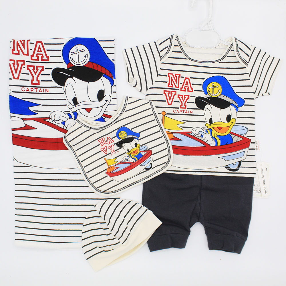 Newborn Baby Donald Duck 5 Pcs Summer Cotton Stuff Starter Set for 0-3 Months