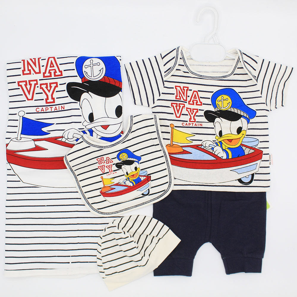 Newborn Baby Donald Duck 5 Pcs Summer Cotton Stuff Starter Set for 0-3 Months