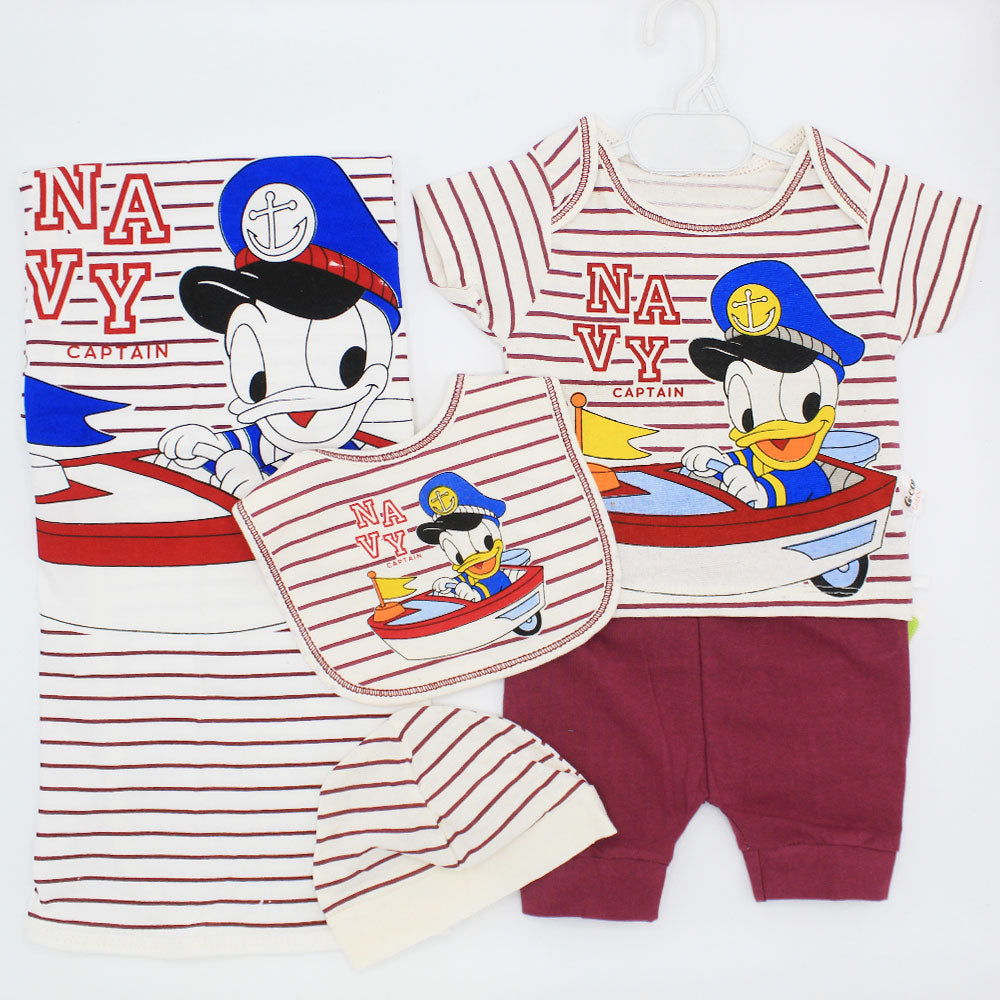 Newborn Baby Donald Duck 5 Pcs Summer Cotton Stuff Starter Set for 0-3 Months